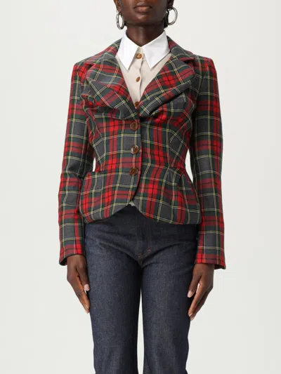 Vivienne Westwood Drunken Jacket With Tartan Wool Pattern In Pattern