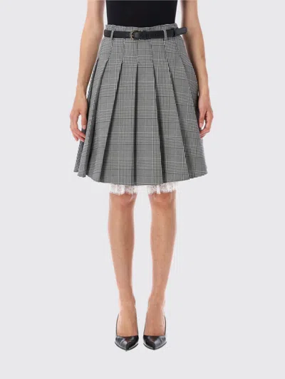 Self-portrait Prince Of Wales Pleated Midi Skirt In Gray