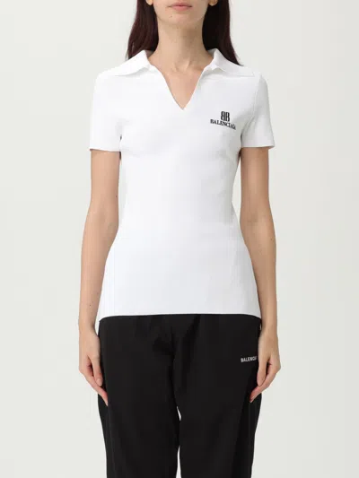 Balenciaga Women T-shirt With V-neckline In White