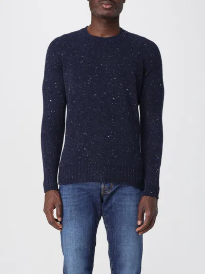 Drumohr Speckled Round-neck Sweater In Blue