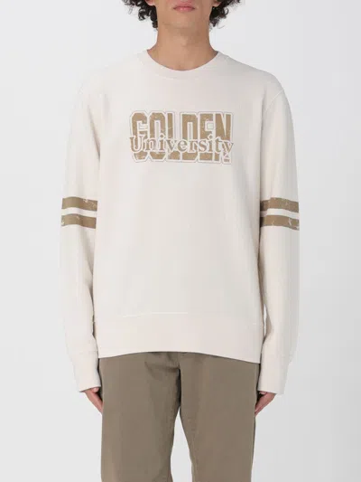 Golden Goose Ivory Cotton Sweatshirt With Contrasting Logo In Gray