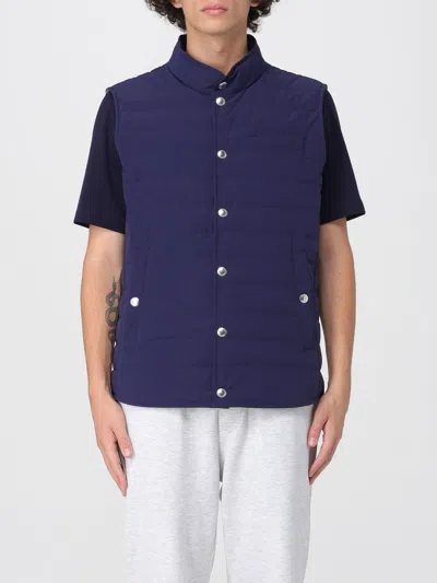 Brunello Cucinelli Men Quilted Vest In Blue