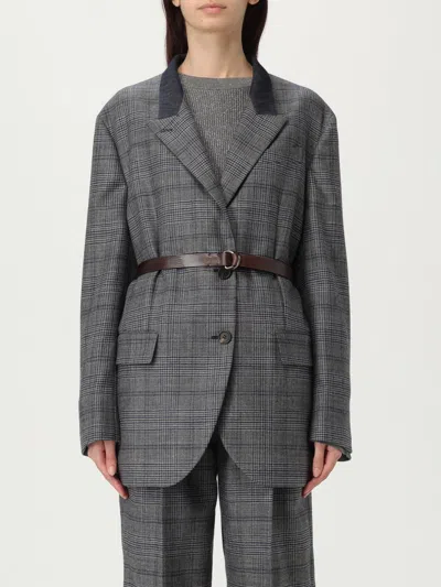 Brunello Cucinelli Blazer  Woman Color Blue In Multi