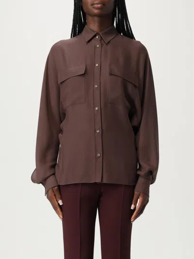 Brunello Cucinelli Embellished Collar Shirt In Brown