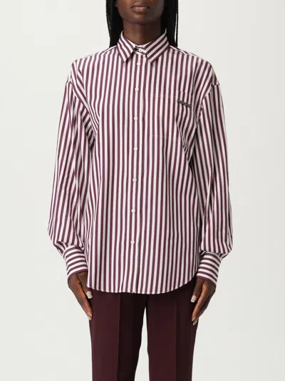 Brunello Cucinelli Logo Striped Long-sleeved Shirt