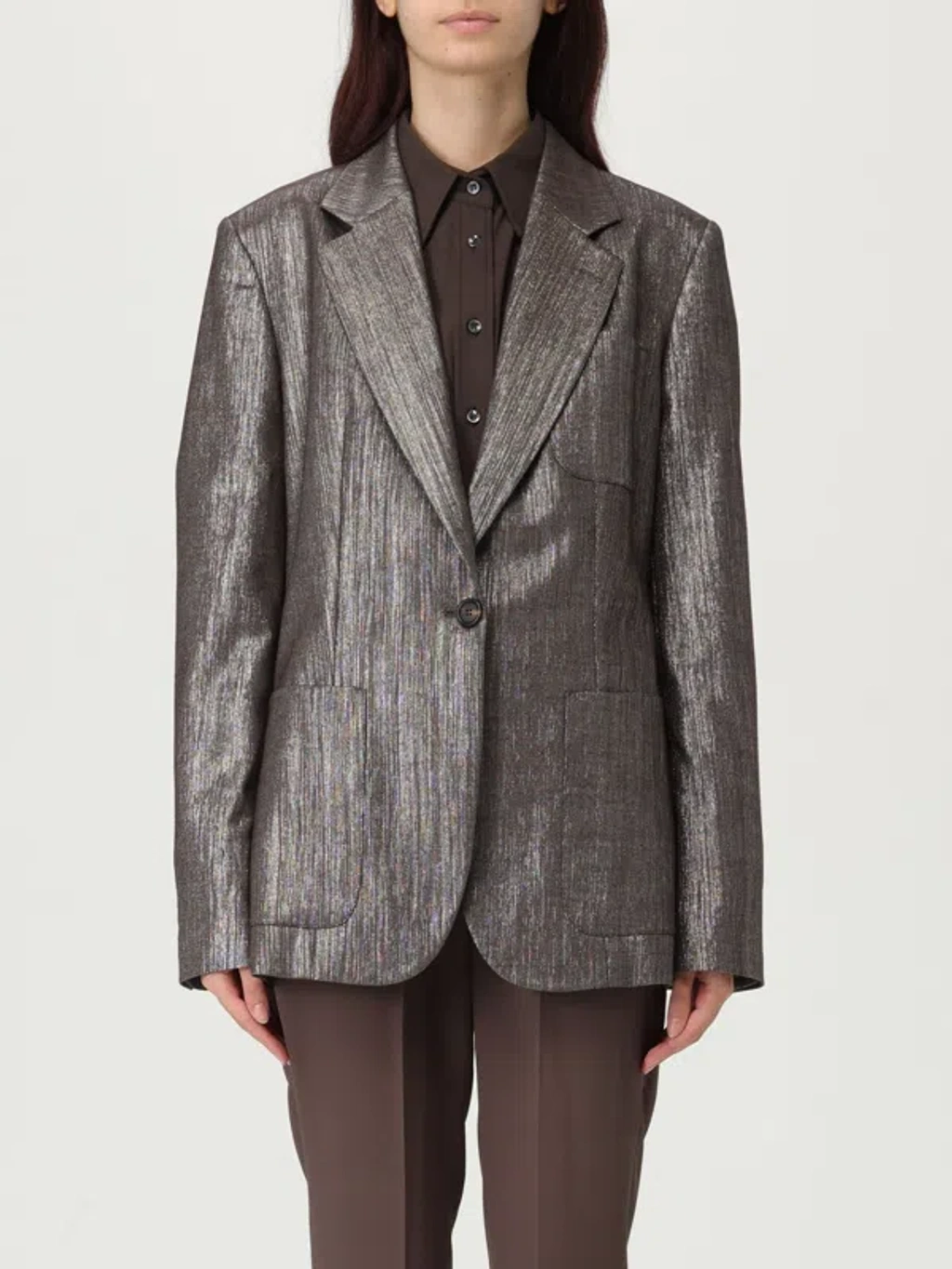 Brunello Cucinelli Single-breasted Lurex Fabric Blazer In