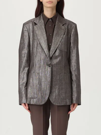 Brunello Cucinelli Single-breasted Lurex Fabric Blazer In Gray