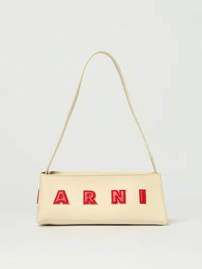 Marni Borsa A Spalla Museo Baguette In Pelle Crema