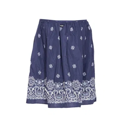 Miu Miu Floral Bordered Gathered Skirt In Blue
