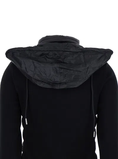 Moncler Women Black Down Filled Cardigan With High Neck And Logo Patch On The Sleeve In Tech Fabric  In Black