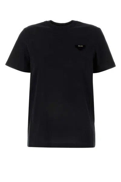 Prada Women Black Cotton T-shirt