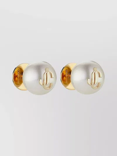 Jimmy Choo Pearl Lobo Earrings Gold-tone Hardware In White