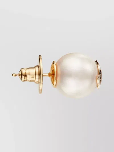 Jimmy Choo Pearl Lobo Earrings Gold-tone Hardware In White