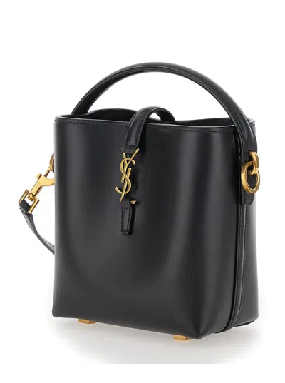 Saint Laurent Women 'le 37' Black Mini Bucket Bag With Cassandre Detail In Smooth Leather Woman