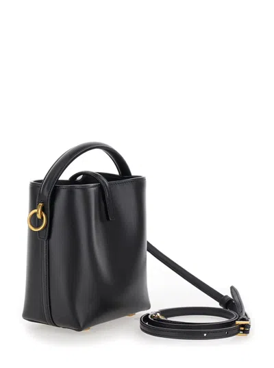 Saint Laurent Women 'le 37' Black Mini Bucket Bag With Cassandre Detail In Smooth Leather Woman
