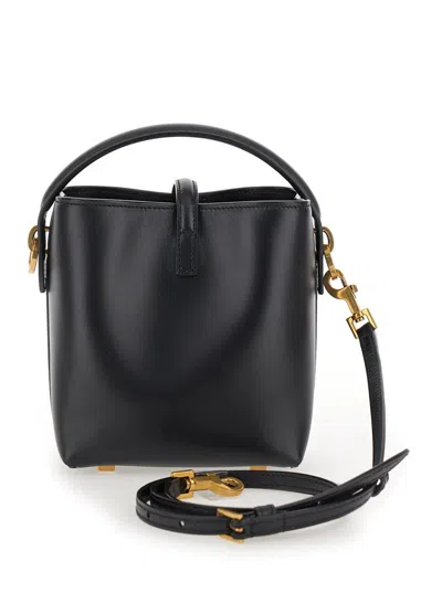 Saint Laurent Women 'le 37' Black Mini Bucket Bag With Cassandre Detail In Smooth Leather Woman