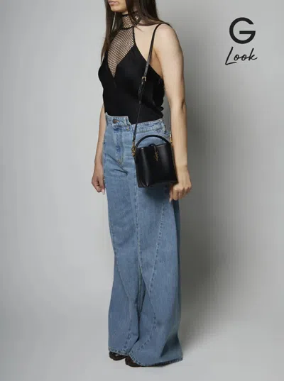 Saint Laurent Women 'le 37' Black Mini Bucket Bag With Cassandre Detail In Smooth Leather Woman