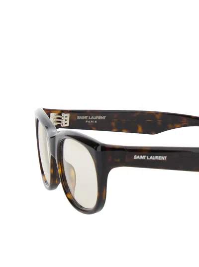 Saint Laurent Women 'sl 815' Brown Sunglasses With Square Frame And Logo Lettering On The Temples In