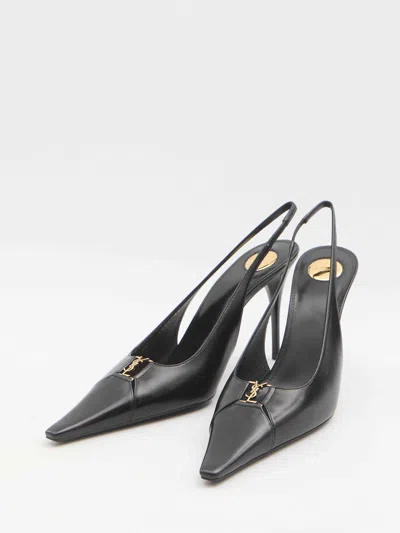 Saint Laurent Babylone Breteuil Slingback Pumps In Smooth Leather