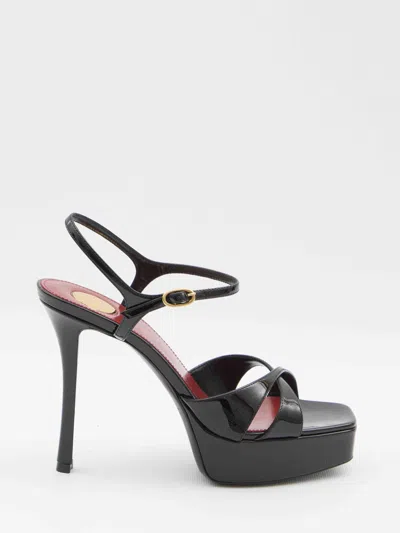 Saint Laurent Debbie 110 Patent Leather Platform Sandals In Black