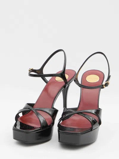 Saint Laurent Debbie 110 Patent Leather Platform Sandals In Black