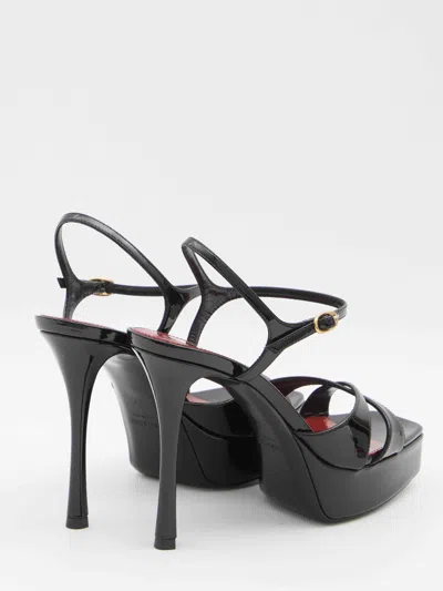 Saint Laurent Debbie 110 Patent Leather Platform Sandals In Black