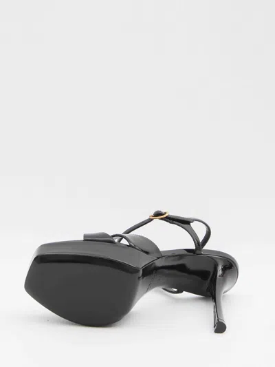 Saint Laurent Debbie 110 Patent Leather Platform Sandals In Black