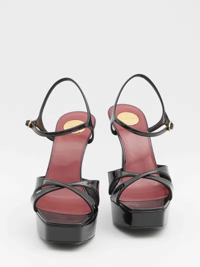 Saint Laurent Debbie 110 Patent Leather Platform Sandals In Black