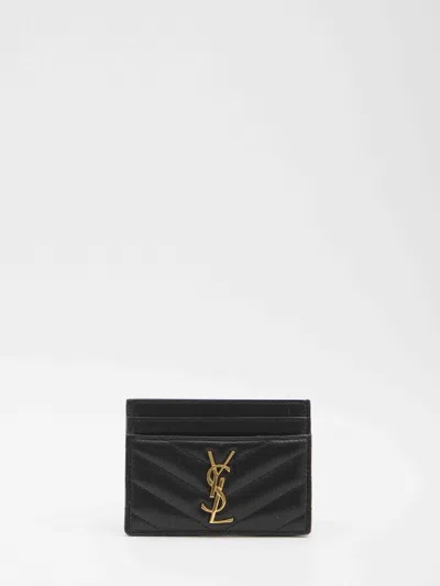 Saint Laurent Cassandre Card Holder In Black