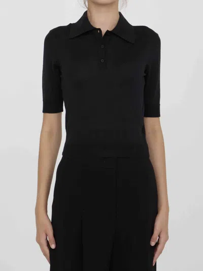 Saint Laurent Women Cassandre Polo Shirt In Black