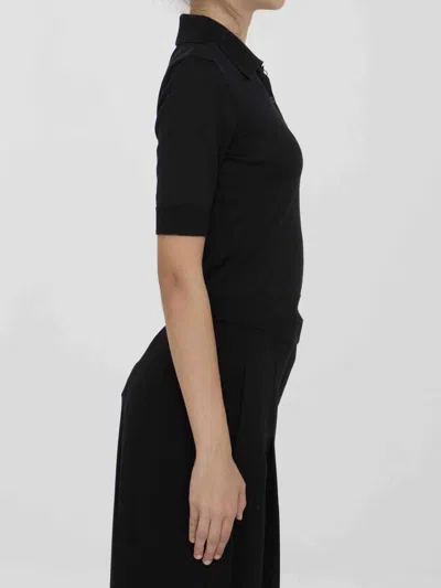 Saint Laurent Women Cassandre Polo Shirt In Black