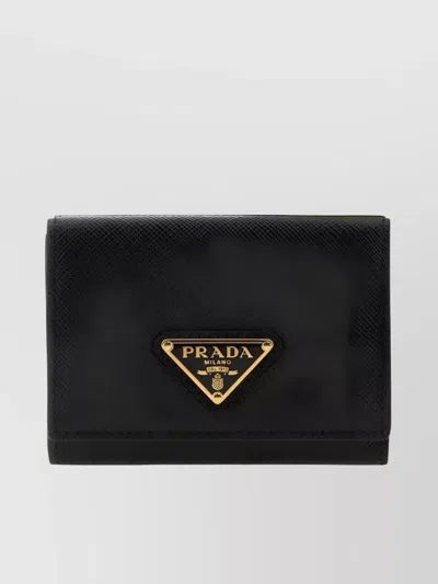 Prada Textured Leather Wallet Fold-over Design