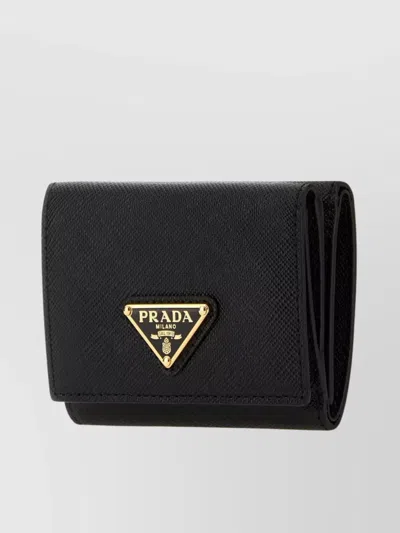 Prada Textured Leather Wallet Fold-over Design