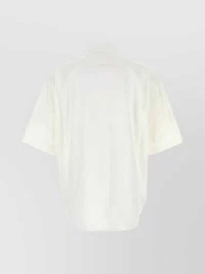 Balenciaga Cotton Poplin Shirt With Short Sleeves And Embroidered Patches In White