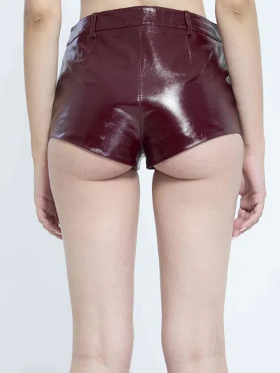 Self-portrait Self Portrait Women Leather Micro Shorts In Burgundy