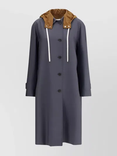 Miu Miu Tailored Long Coat With Detachable Hood In Gray
