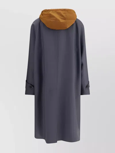 Miu Miu Tailored Long Coat With Detachable Hood In Gray