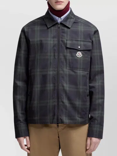 Moncler Plaid Long Sleeve Shirt In Black
