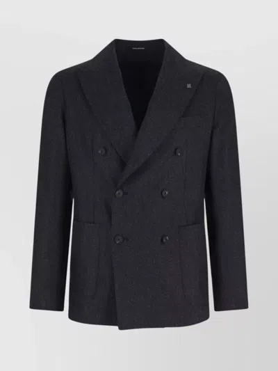 Tagliatore Tailored Double-breasted Jacket Notch Lapel In Gray