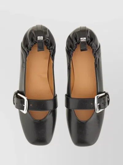 Ganni Buckle Strap Pointed Toe Ballerina Shoes