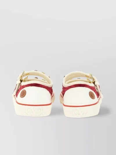 Valentino Embellished Double-buckled Sneakers In Red