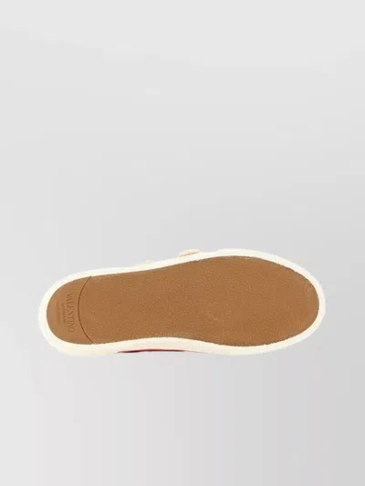 Valentino Embellished Double-buckled Sneakers In Red