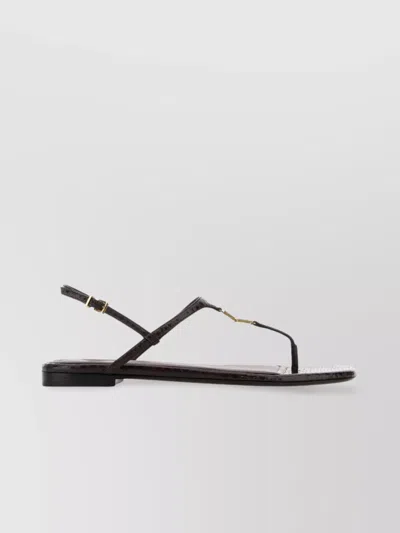 Fendi Ff Snakeskin-embossed Leather Slingback Thong Sandals