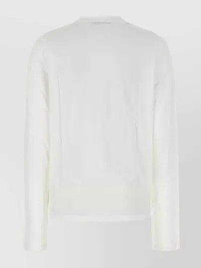 Prada Cotton Crew Neck T-shirt Long Sleeves In White