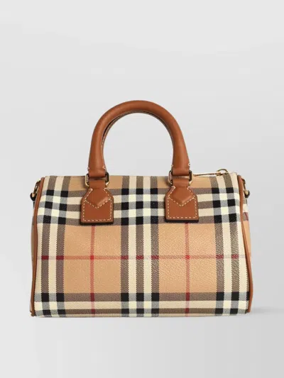 Burberry Mini Bag Structured Shape Check Pattern Top Handle