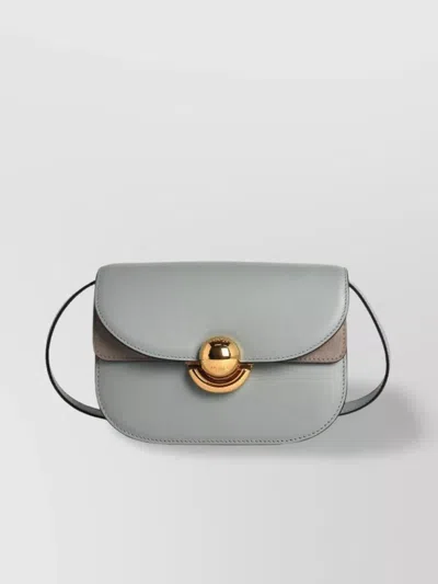 Furla Light Blue Leather Mini Sfera Crossbody Bag In Gray