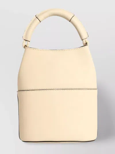 Furla Cream Leather Sfera Mini Bucket Bag In Nude