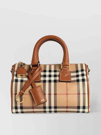Burberry Mini Bag Structured Shape Check Pattern Top Handle