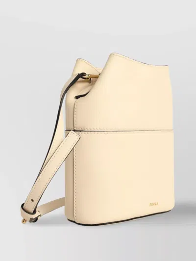 Furla Cream Leather Sfera Mini Bucket Bag In Nude