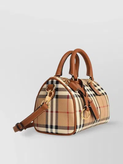 Burberry Mini Bag Structured Shape Check Pattern Top Handle
